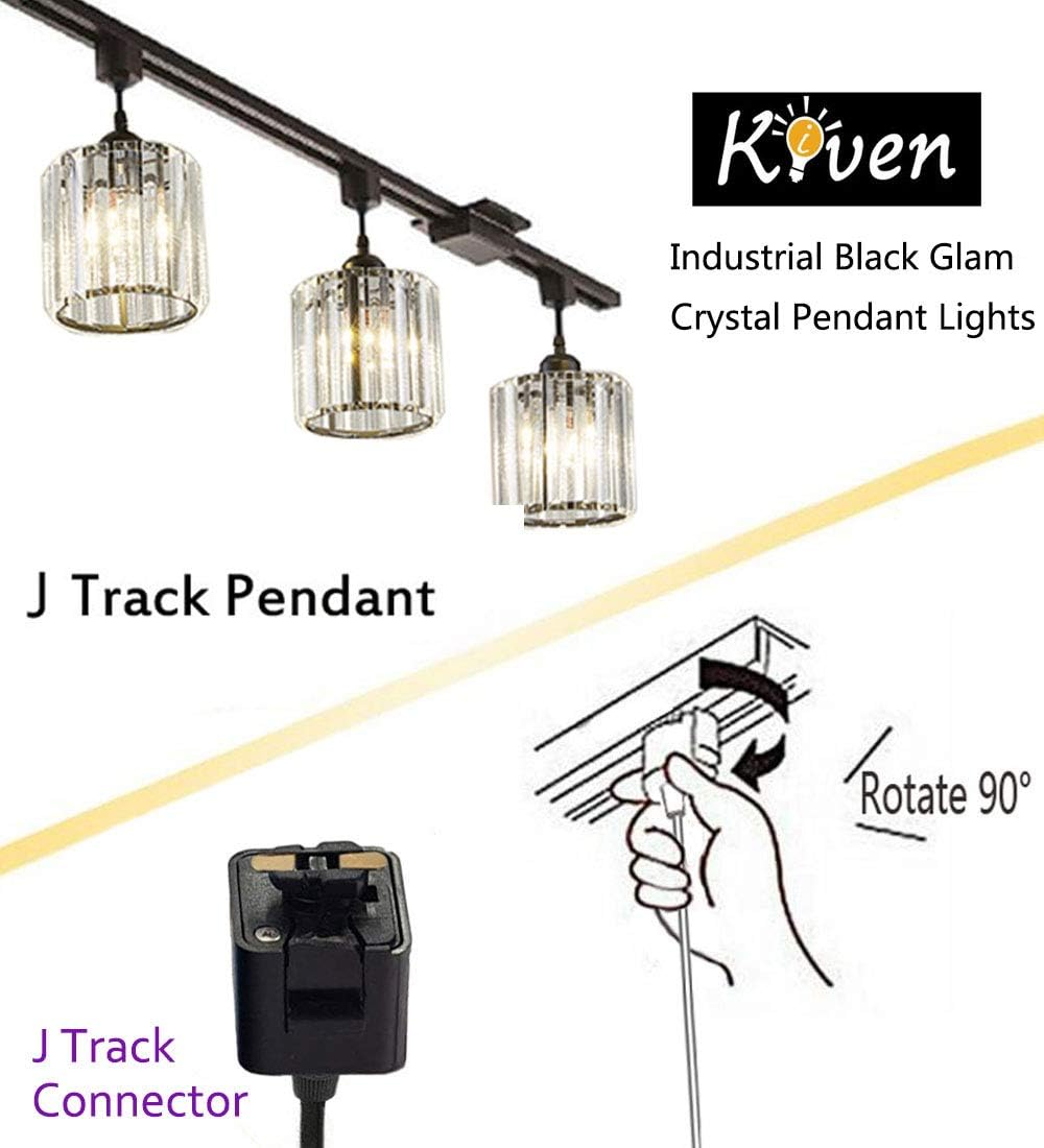 Kiven 3-Lights J-Series Track Pendant Dimmable Industrial Crystal Lights