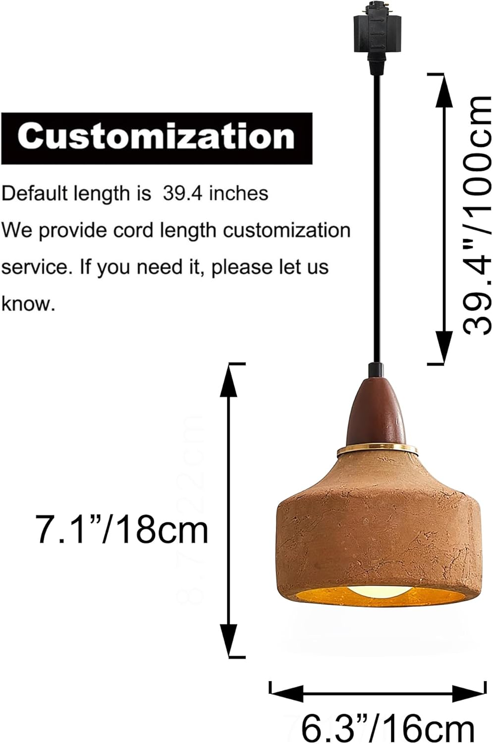 Kiven L Style 2-Wire Track Pendant Light with Brown Ceramic Globe 1