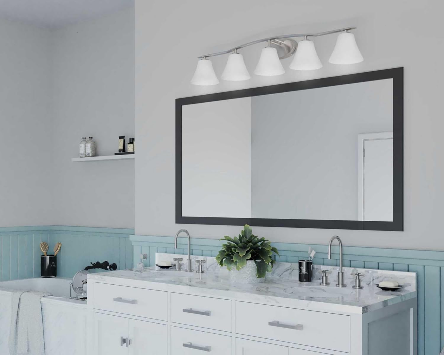5-Light Brushed Nickel Bath Light by Progress