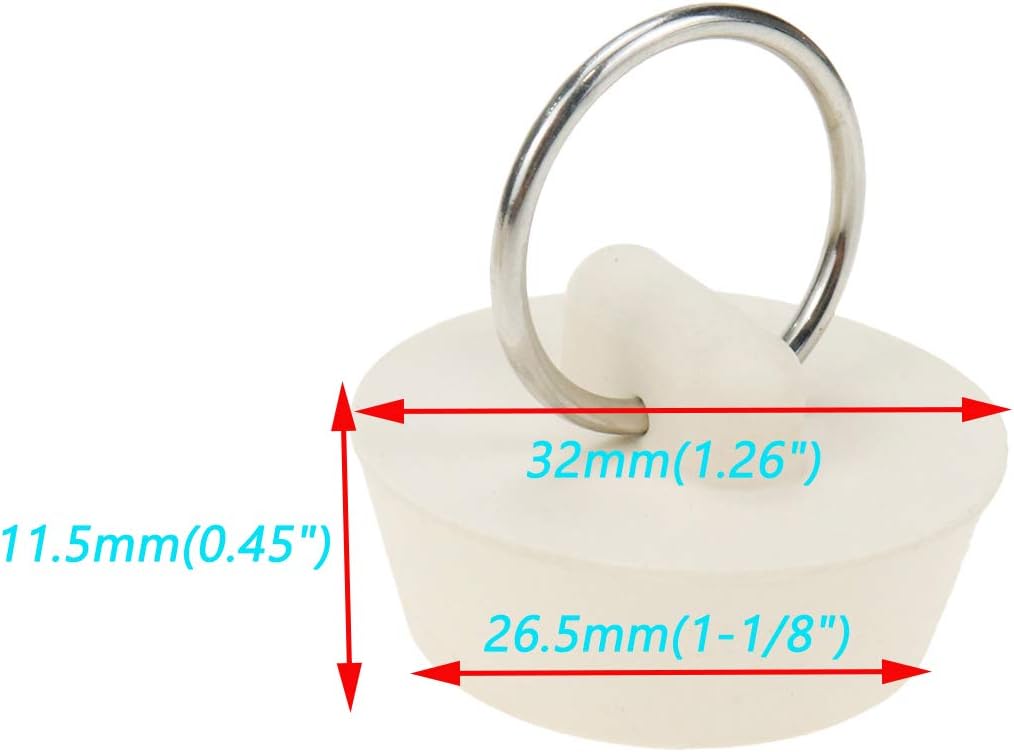 Semetall 6 Pack 1-18 Inch Bath Plug with Hanging Ring