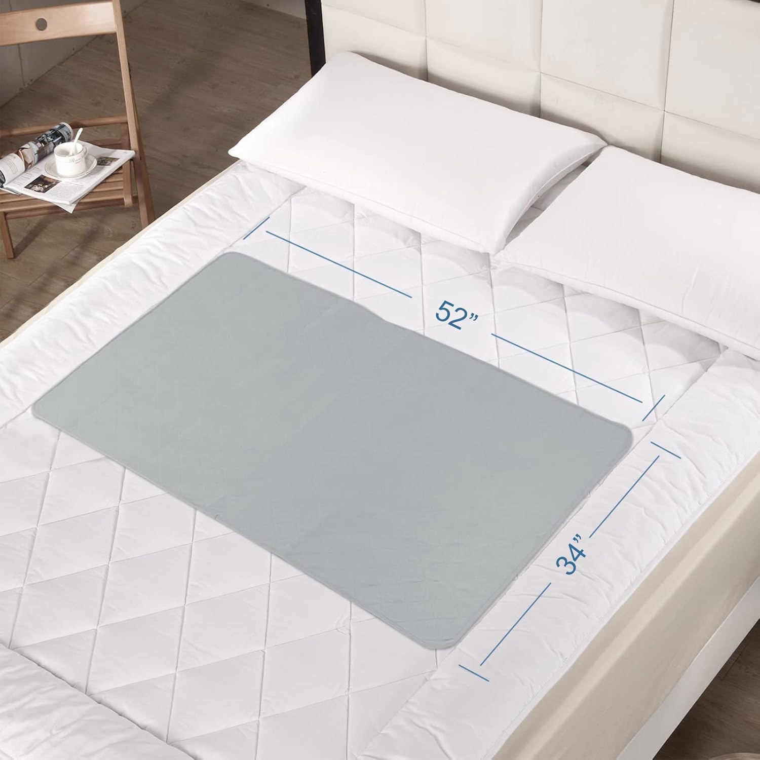 Washable Waterproof Bed Pads 4 Pack 34 x 52 Grey