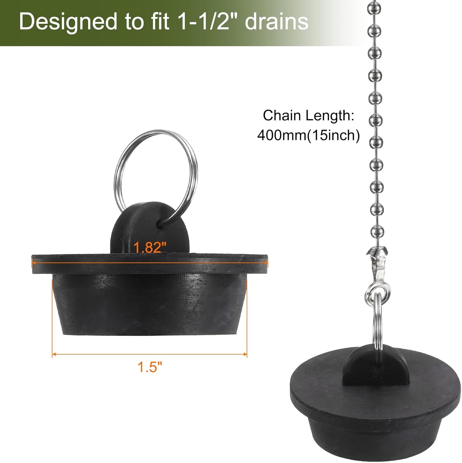 Uxcell 2Pcs Rubber Tub Stoppers for 1-12 Drains