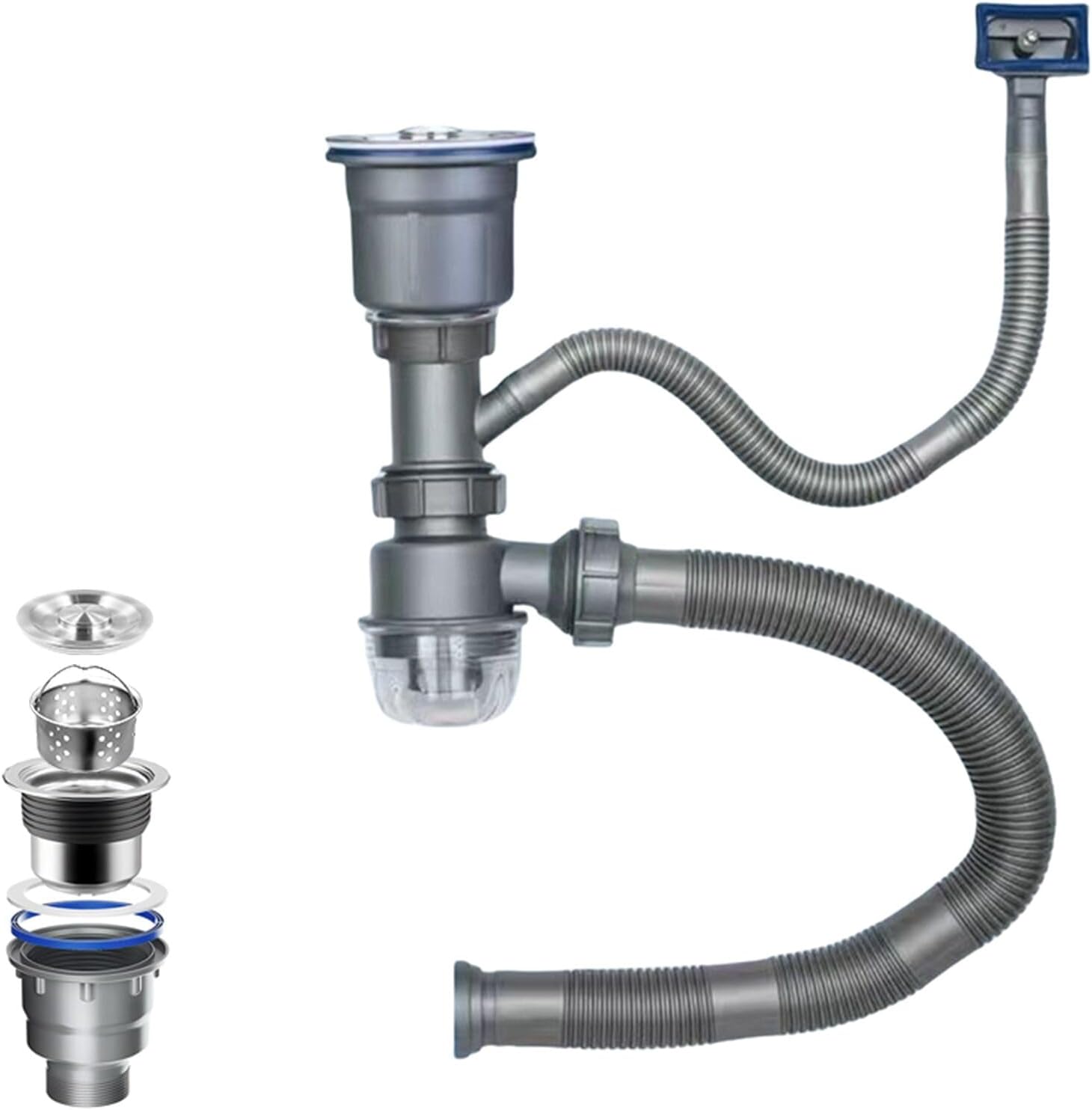 QruiLanTu Single Sink Drain Kit Flexible P-Trap 3-12 Inch