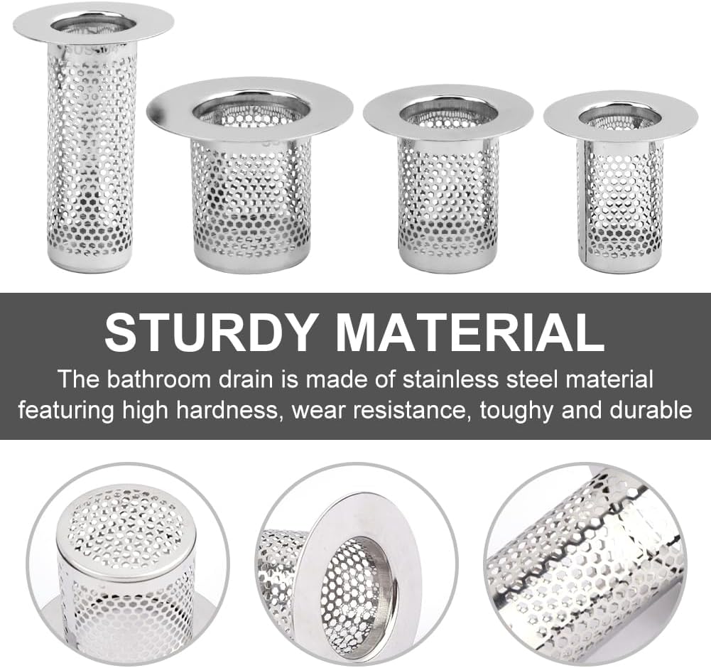 Tookie 4 Pack Stainless Steel Hair Catcher Drain Strainer
