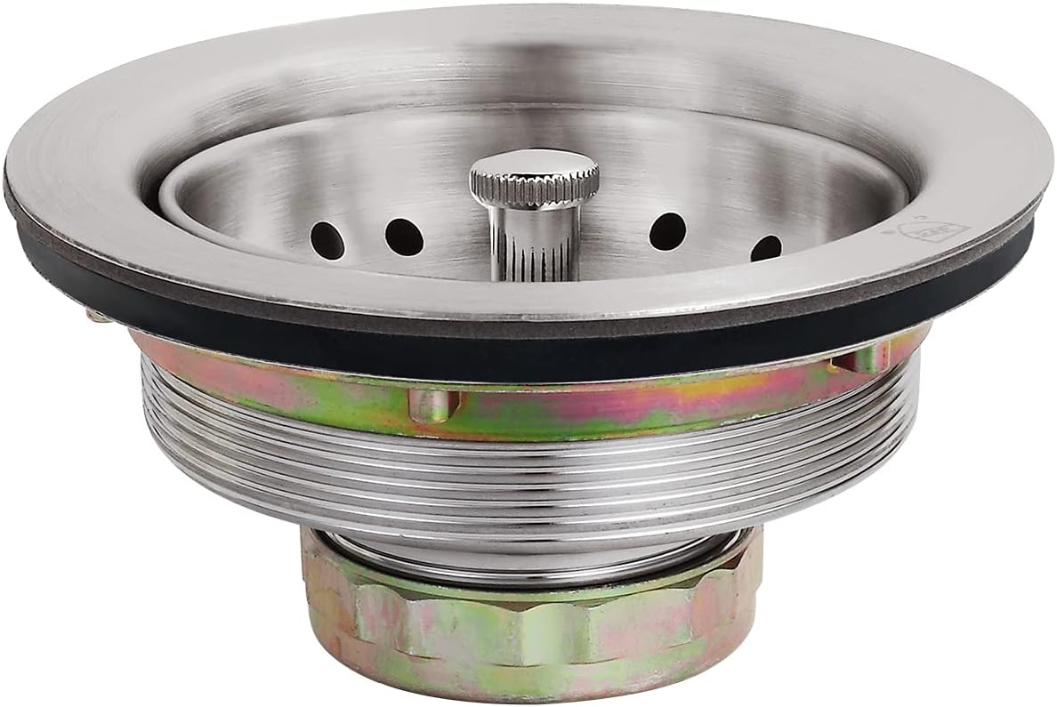 EADOT 35 Inch Nickel Sink Drain with Strainer Basket Stopper
