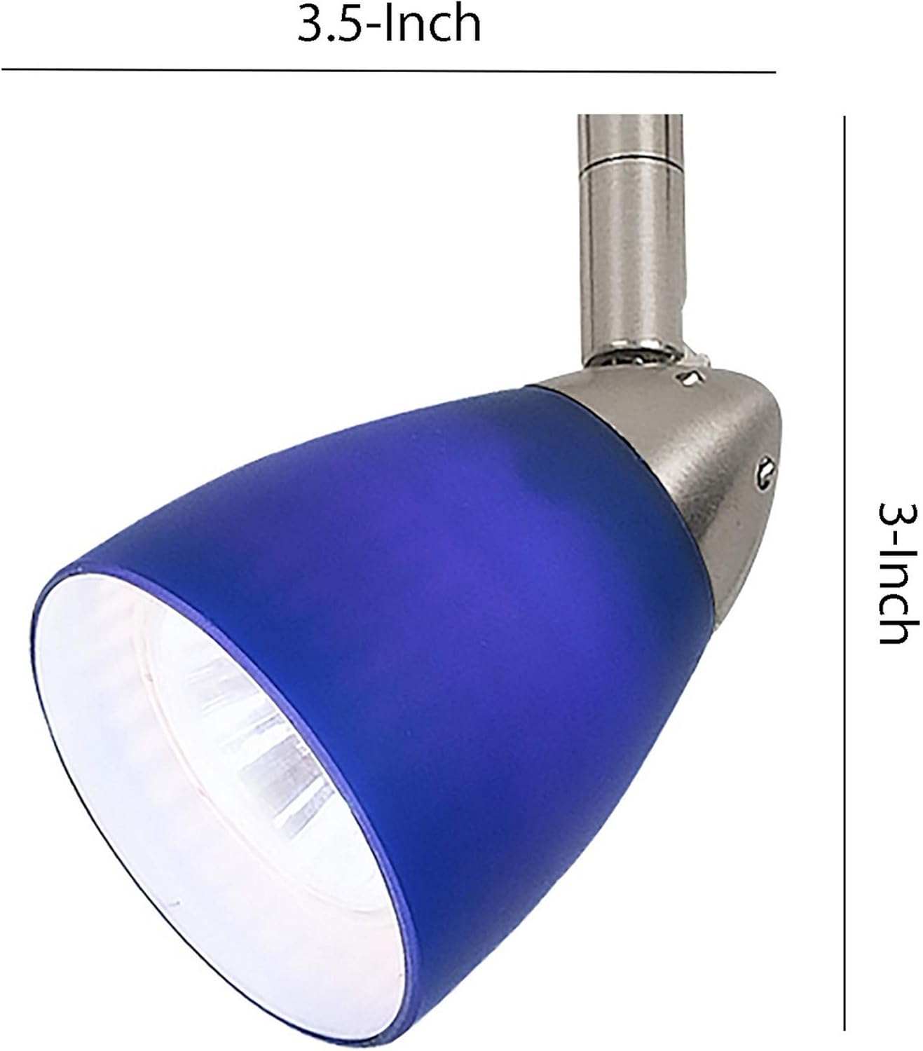 Benzara Adjustable Track Light Head with Blue Glass Shade