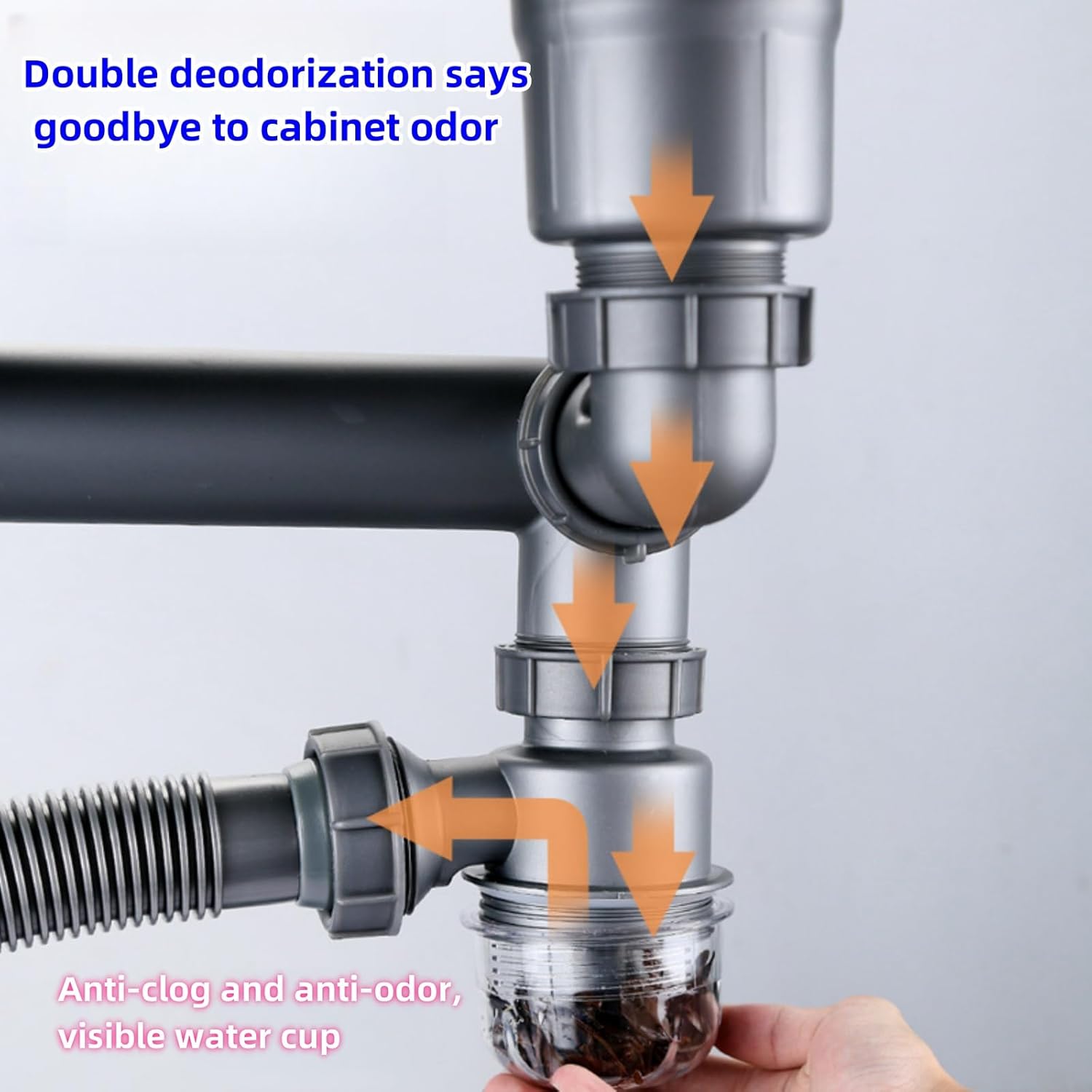 QruiLanTu Single Sink Drain Kit Flexible P-Trap 3-12 Inch