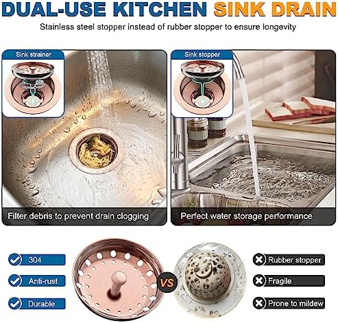 BOTEMY Stainless Steel Copper Sink Strainer Kit 35 Inch