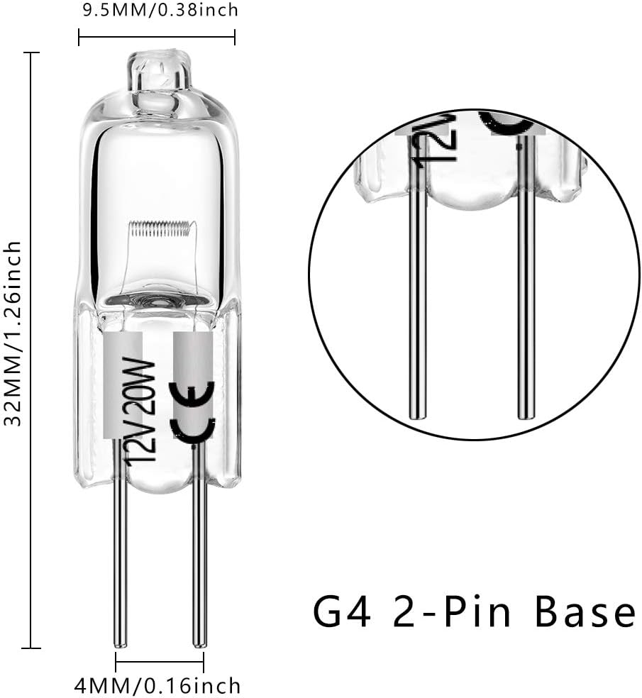 BOGAO 20W 12V Warm White G4 Bi-Pin Halogen Bulb 12 Pack
