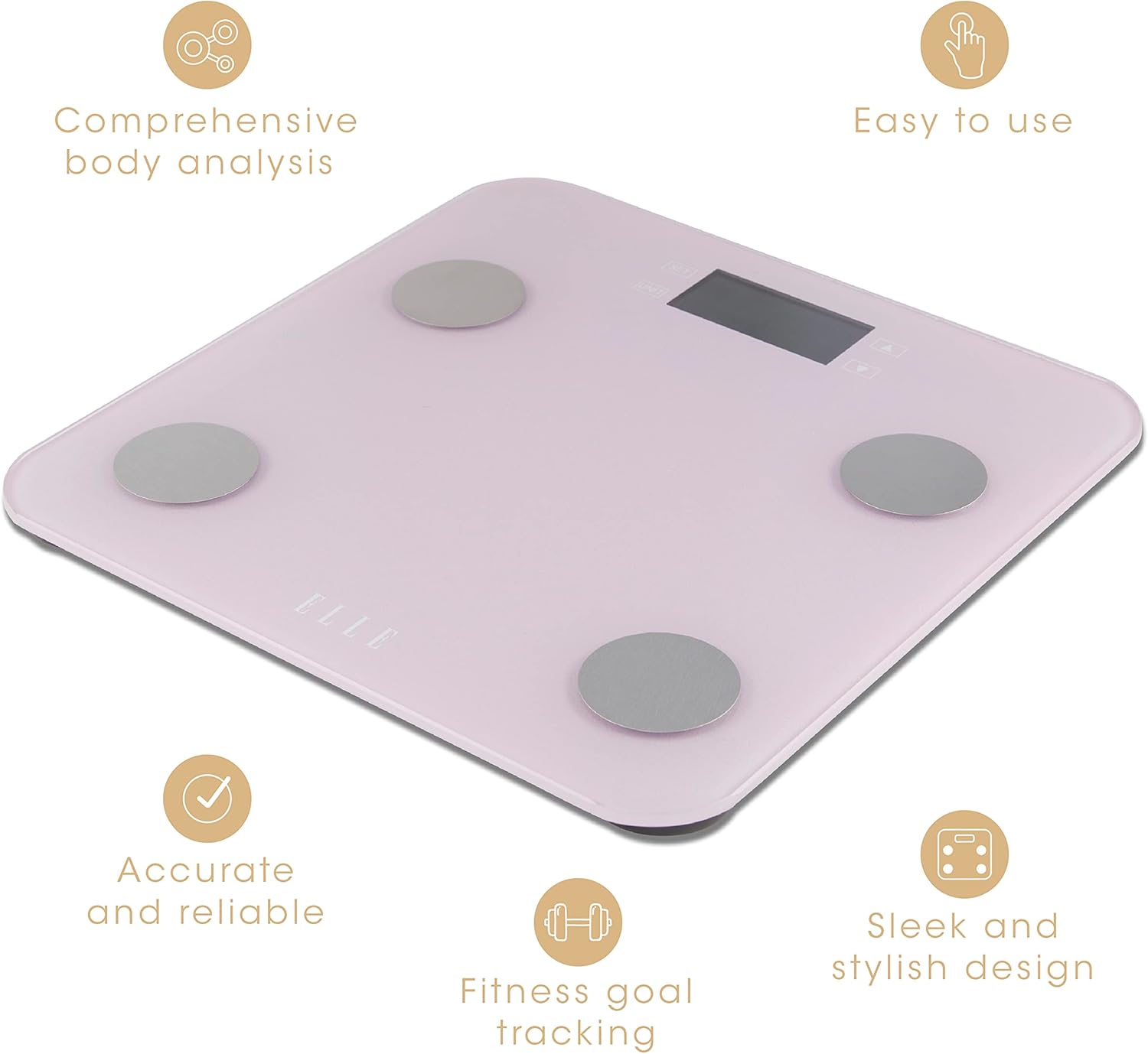 ELLE Digital Body Analysis Scale - 400 lbs Purple LCD