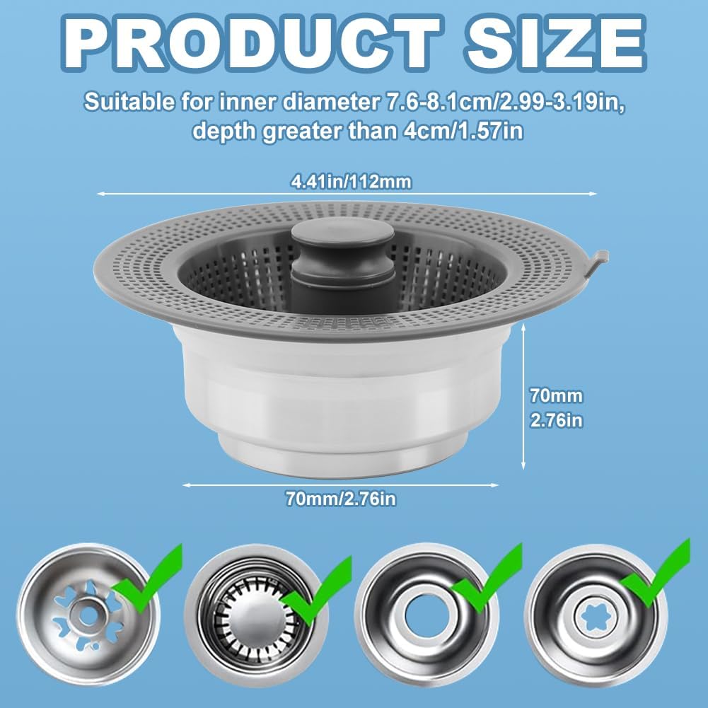 Homfanseec Kitchen Sink Drain Strainer with Deodorant