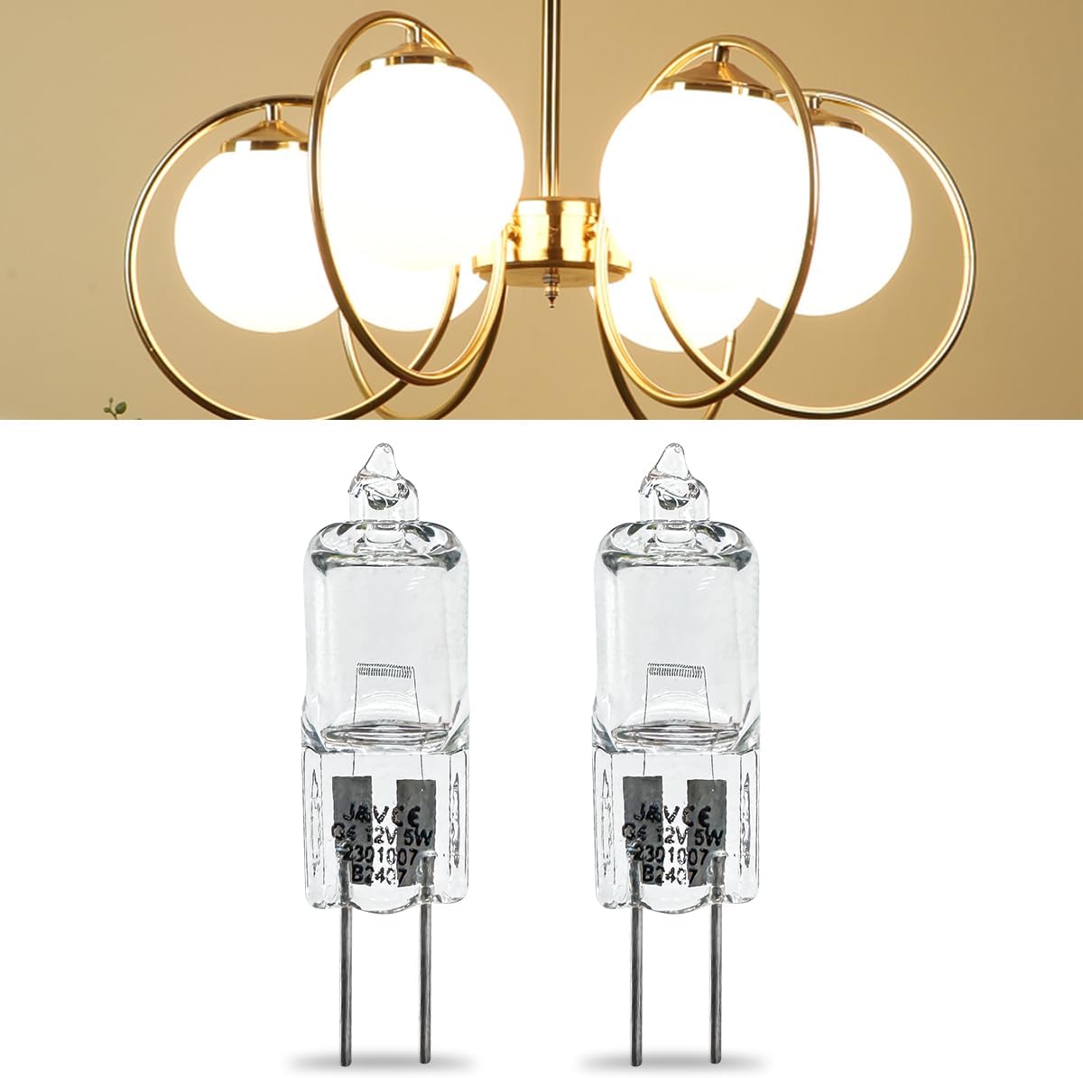 MOTOQUEEN 2 Pcs T4 Halogen Light Bulbs 5W 12V G4 Bi-Pin Base