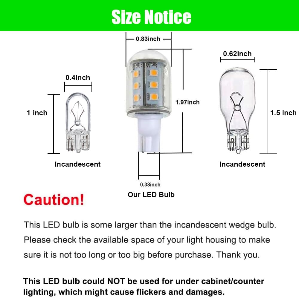 Makergroup T5 T10 LED Bulb 6pcs 2Watt Cool White 6000K Outdoor Use