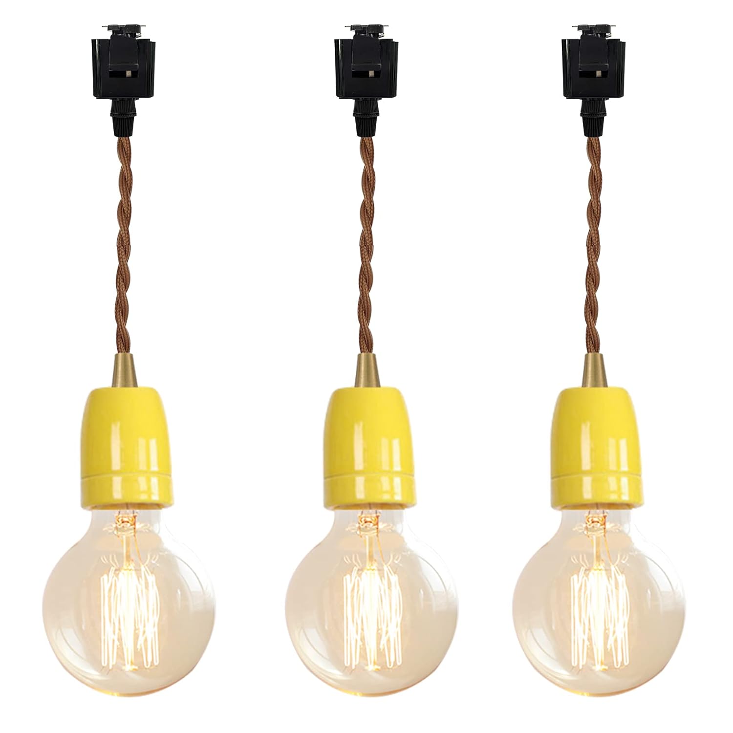 KAYYELAMP Yellow E26 Ceramic Base Pendant Light Set of Three