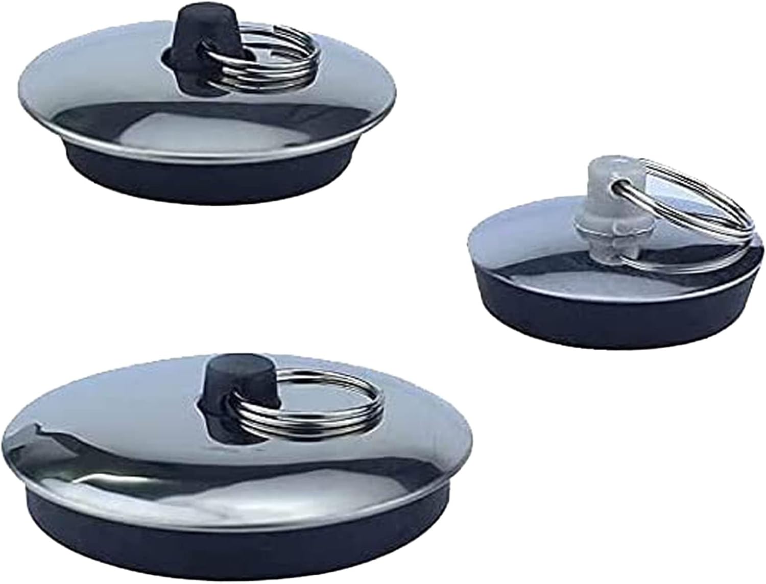 PCTC 3-Piece Stainless Drain Stopper Set in Silver