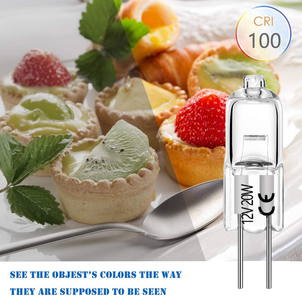 BOGAO 20W 12V Warm White G4 Bi-Pin Halogen Bulb 12 Pack