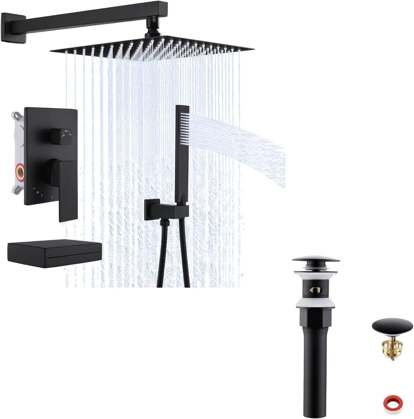 KES 10 Inch Bathroom Sink Drain with Hair Catcher and Shower System 1
