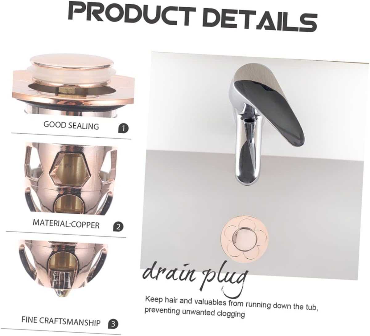Yardenfun Copper Sink Drain Plug 2pcs Bathroom Accessories