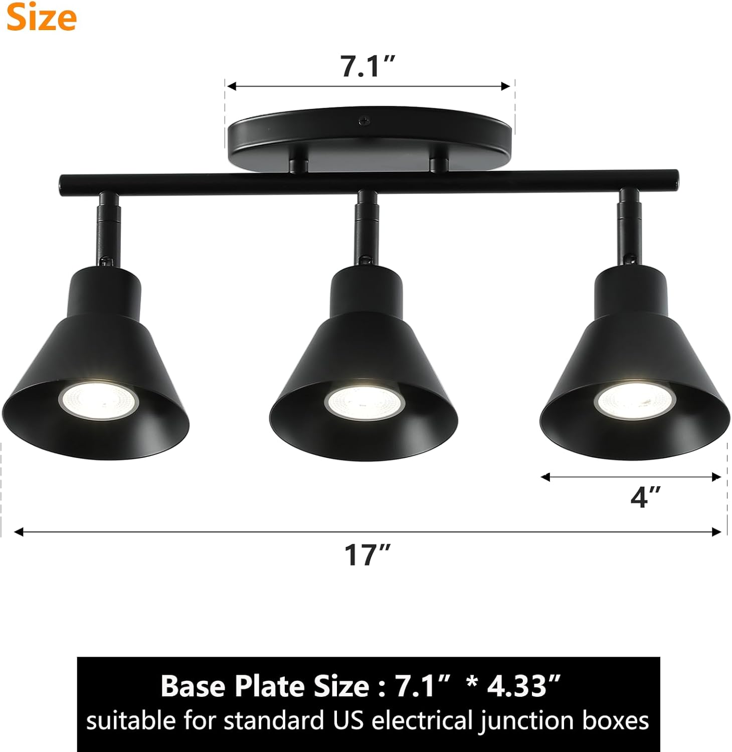 Vivihobb Black Track Lighting Fixture with E26 Base