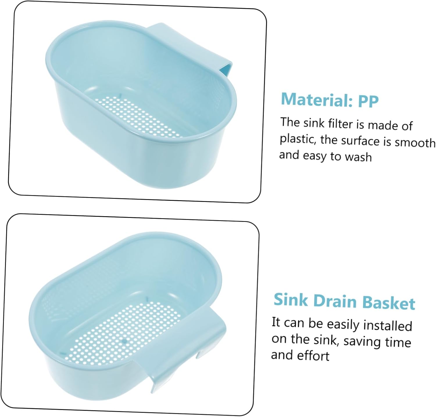 LIFKICH 2Pcs Sturdy Kitchen Sink Drain Basket with Food Strainer and Colander