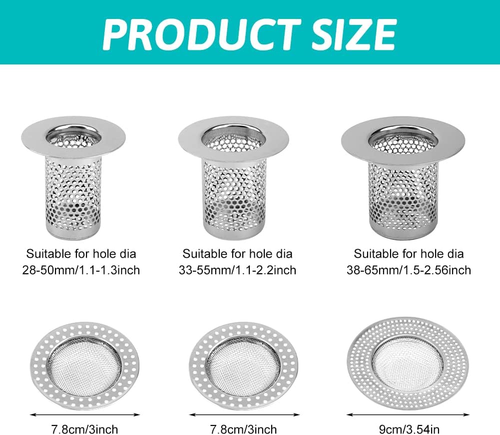 Ranjaner 6Pcs Stainless Steel Drain Cover Set