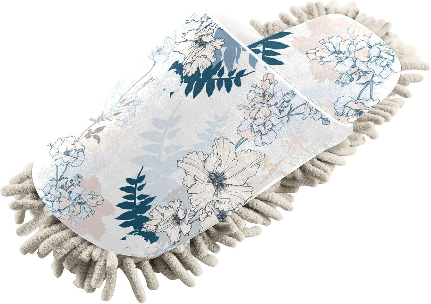 Kigai Microfiber Slippers with White Flowers Design