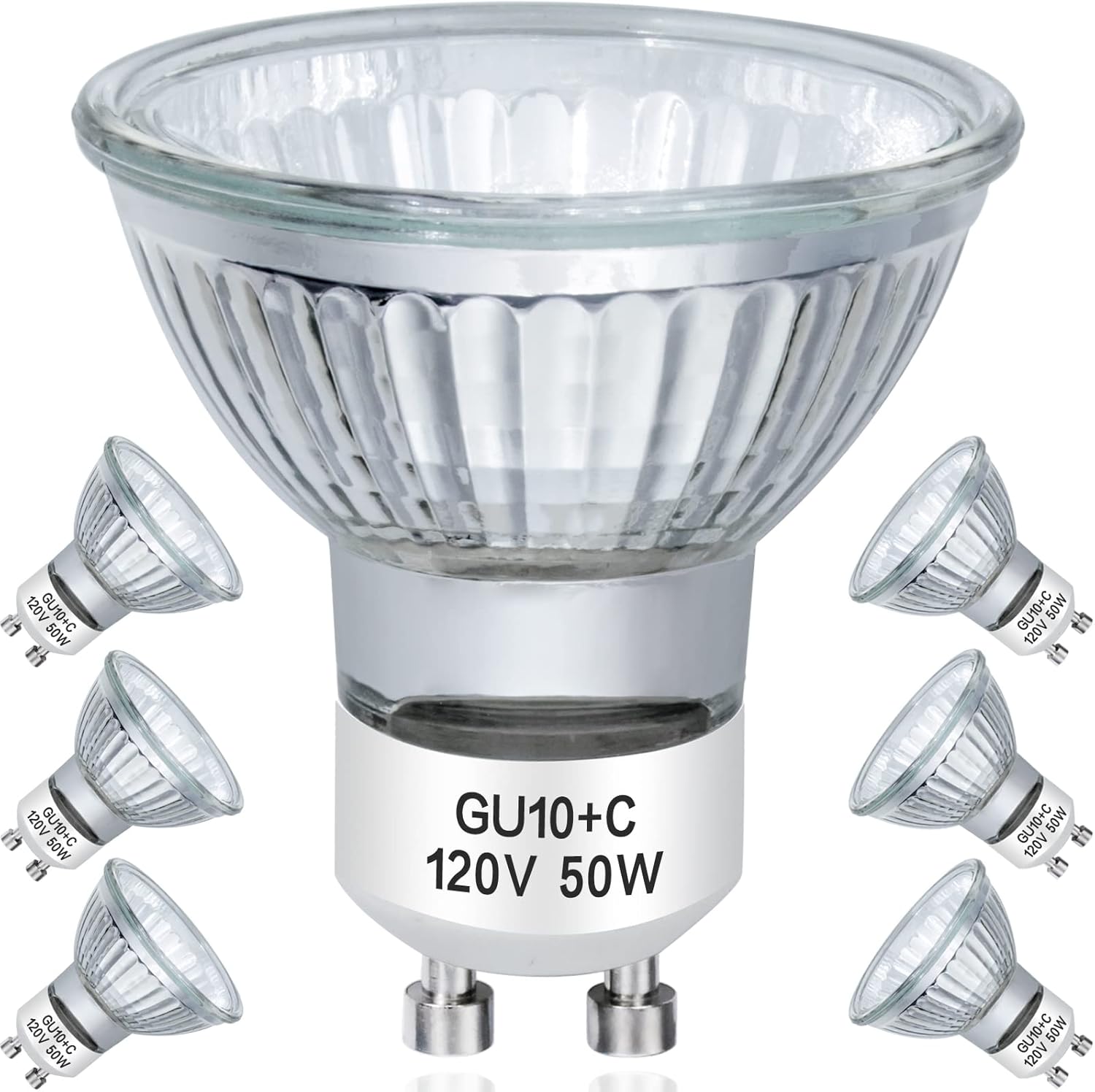 YBEK GU10 Halogen Bulbs 50W 120V Dimmable Pack of 6