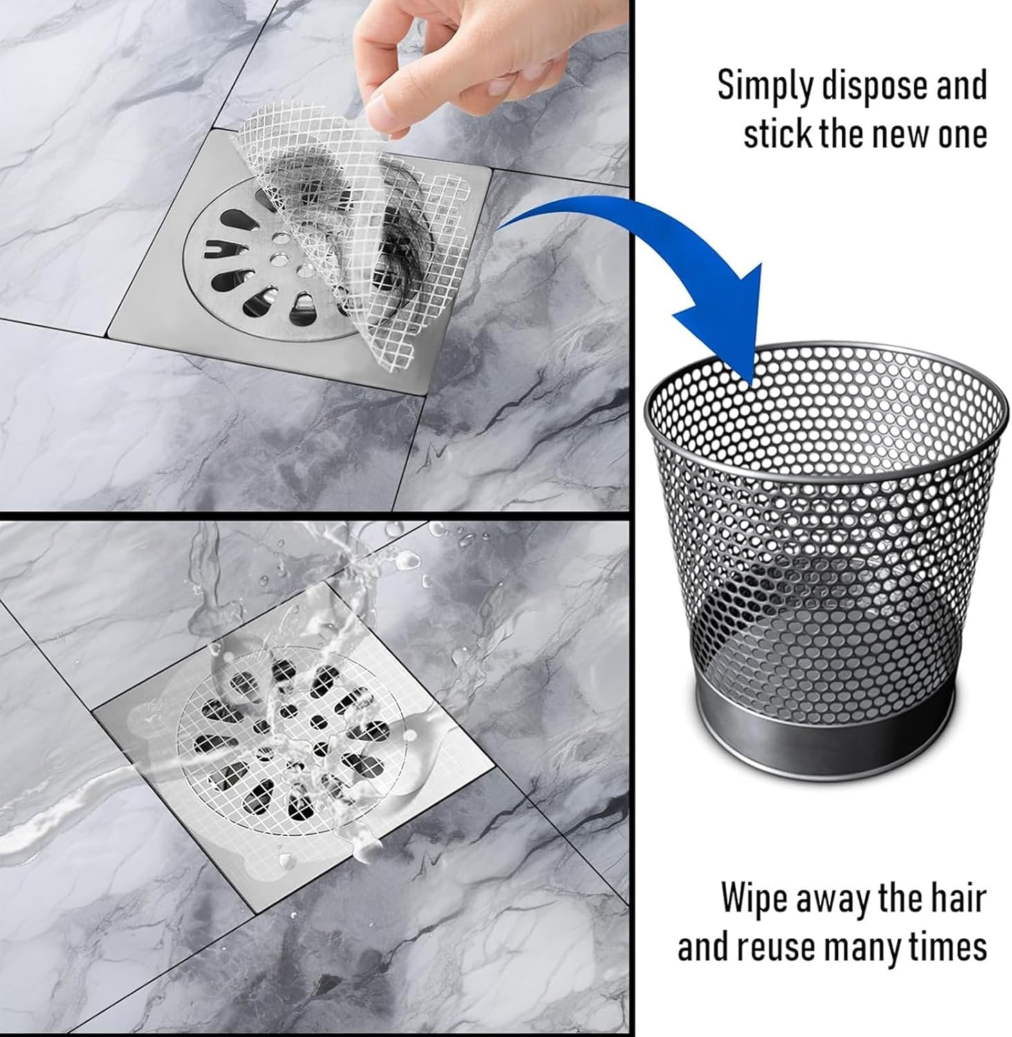 50PCS Waterproof Drain Stickers for Hair Catching