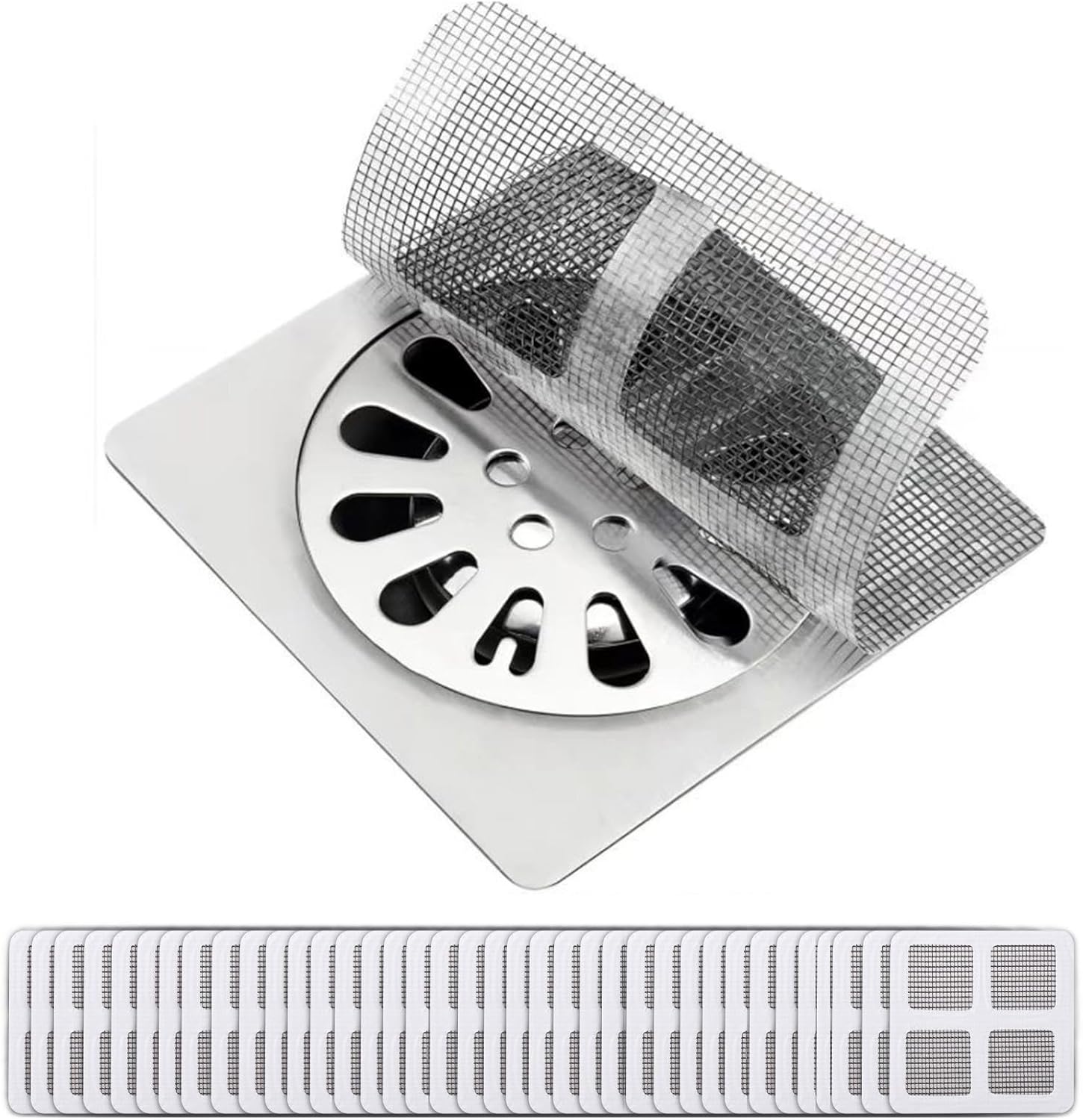 Hair Catcher for Shower and Sink Drains - 4x4 Inch Grid