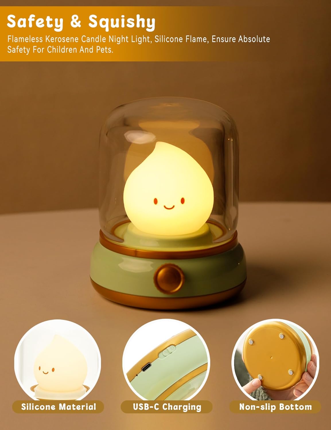 WANIDEA Cute Chibi Flame Lamp Retro Night Light 1