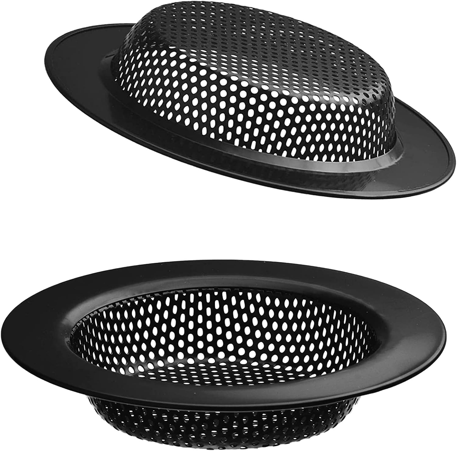2 Pcs Black Stainless Steel Mesh Sink Drain Strainer with Large Food Catch