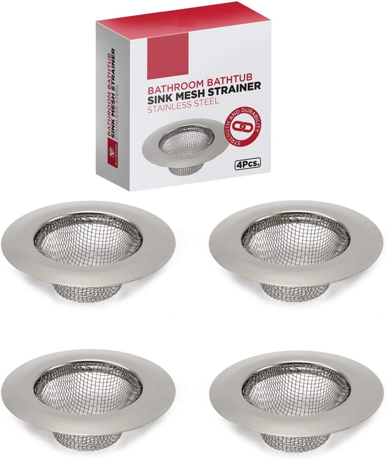 4pcs Stainless Steel Bathroom Sink Mesh Strainer Pack of 4