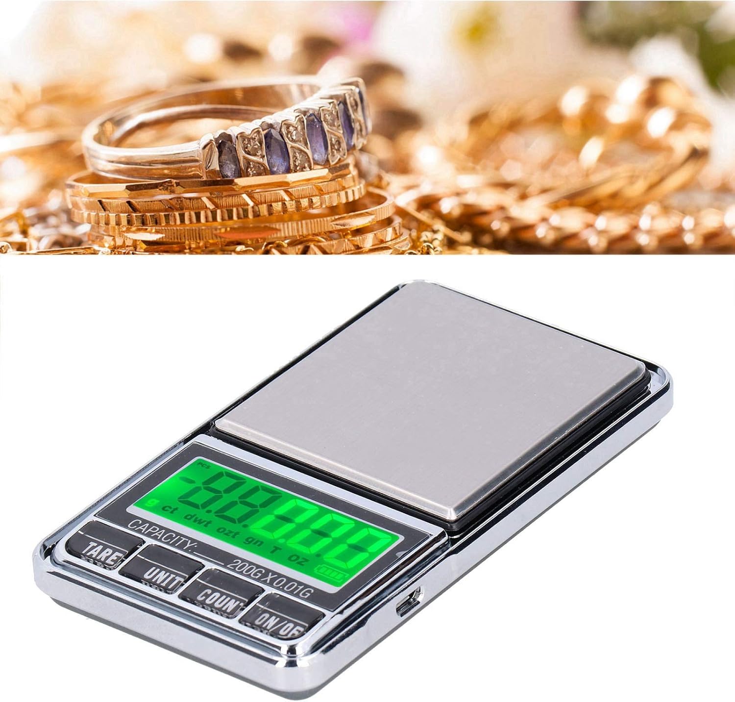 Restokki Electronic Jewelry Scale with Green Backlight LCD Display