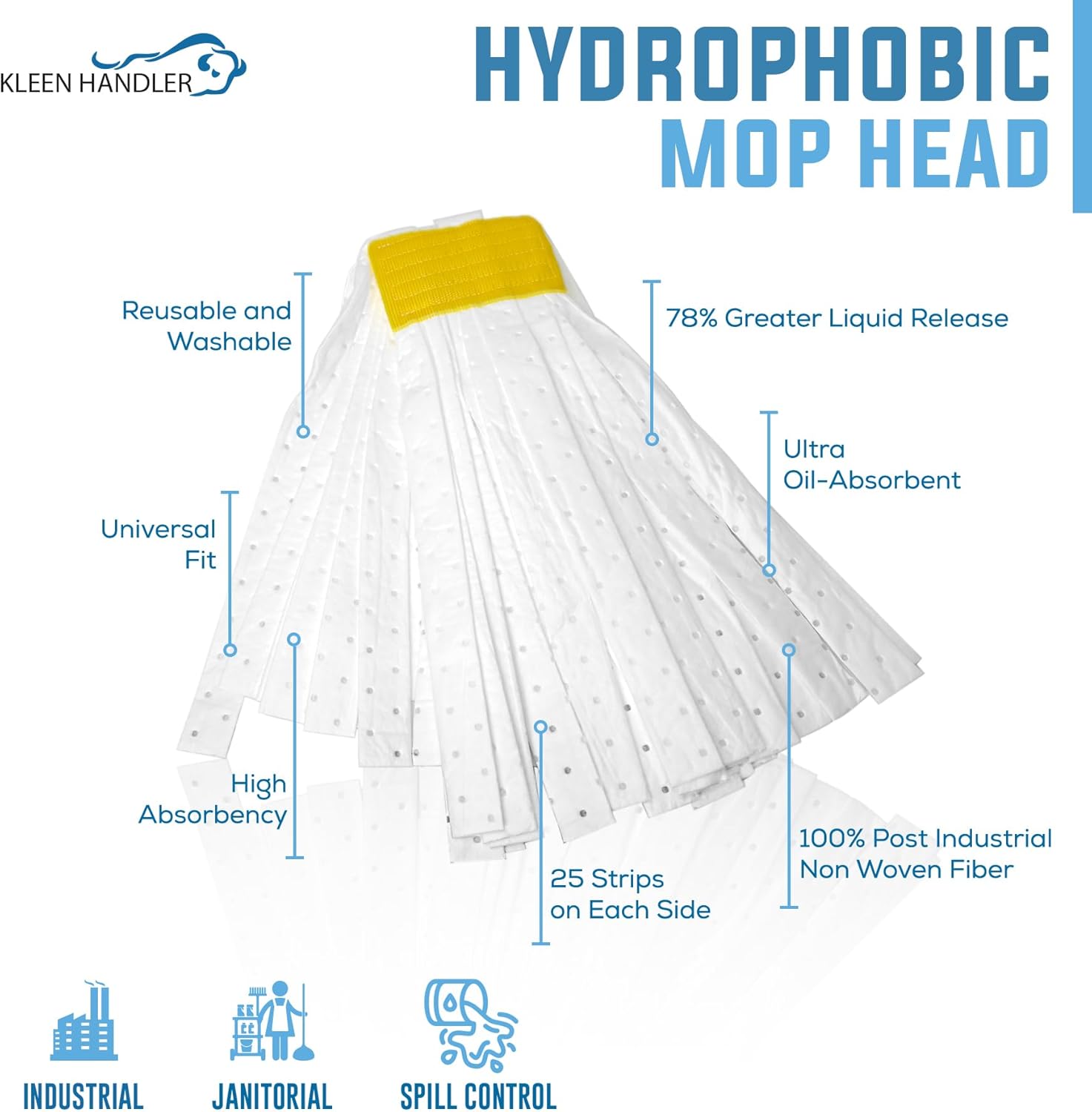 KLEEN HANDLER 6-Pack Mop Head Replacement for Oil Spills