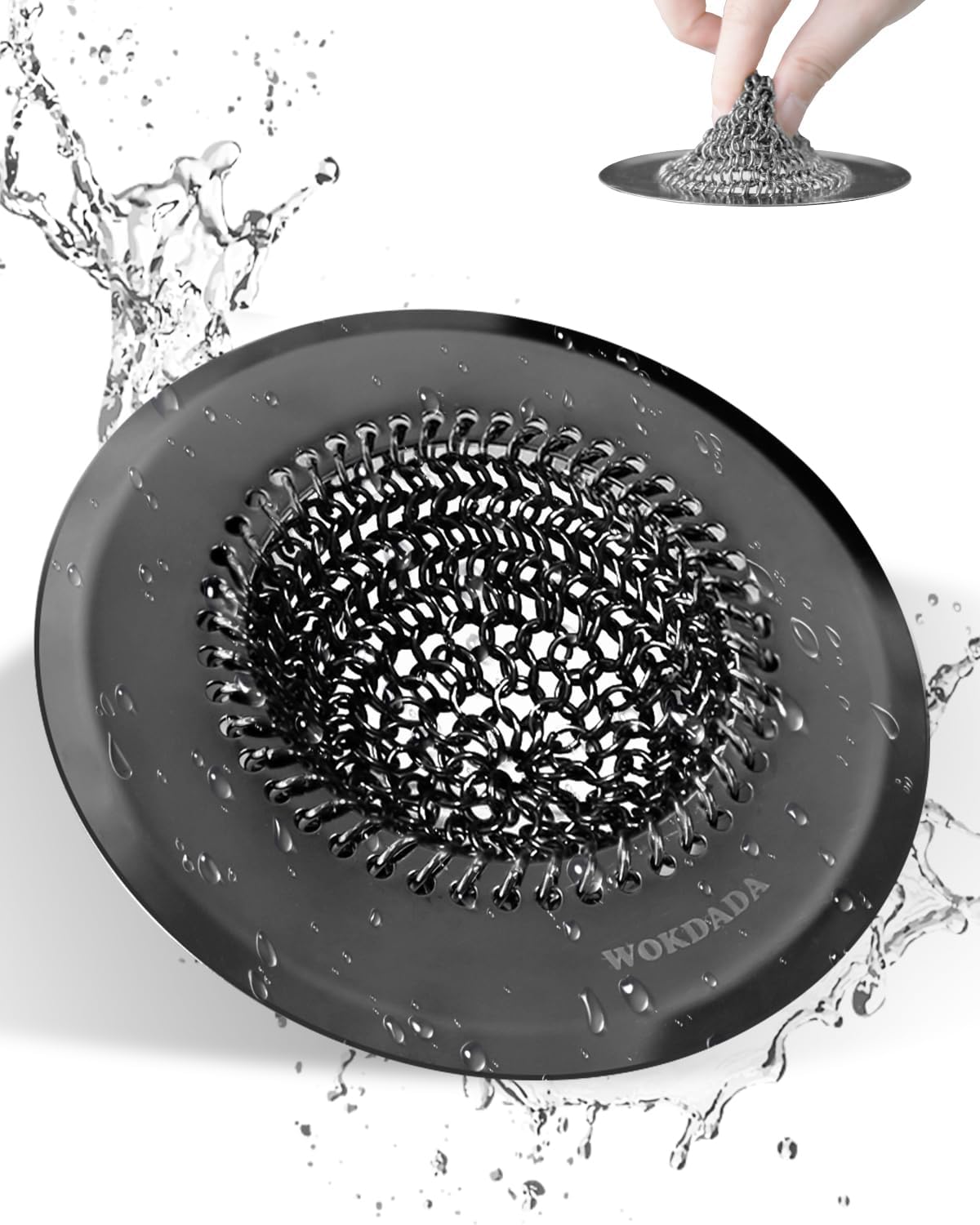 Wokdada Black Reversible Sink Strainer with 304 Stainless Steel