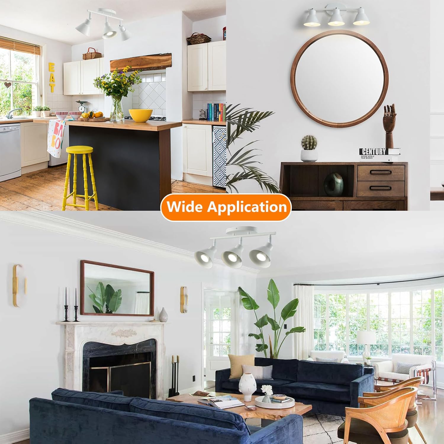 Vivihobb White Track Light with Flexibly Rotatable Head