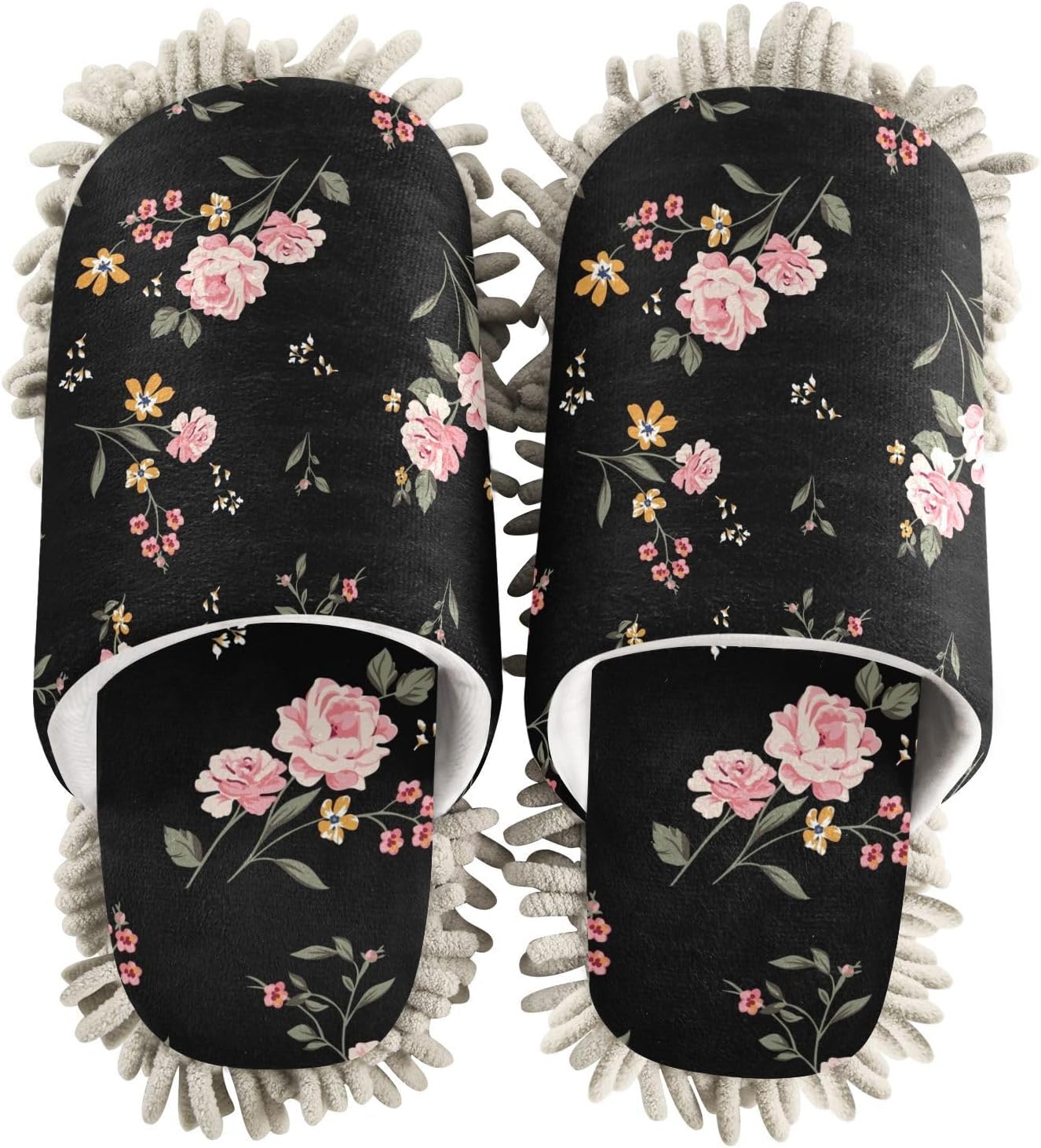 Kigai Microfiber Slippers with Flower Design Black