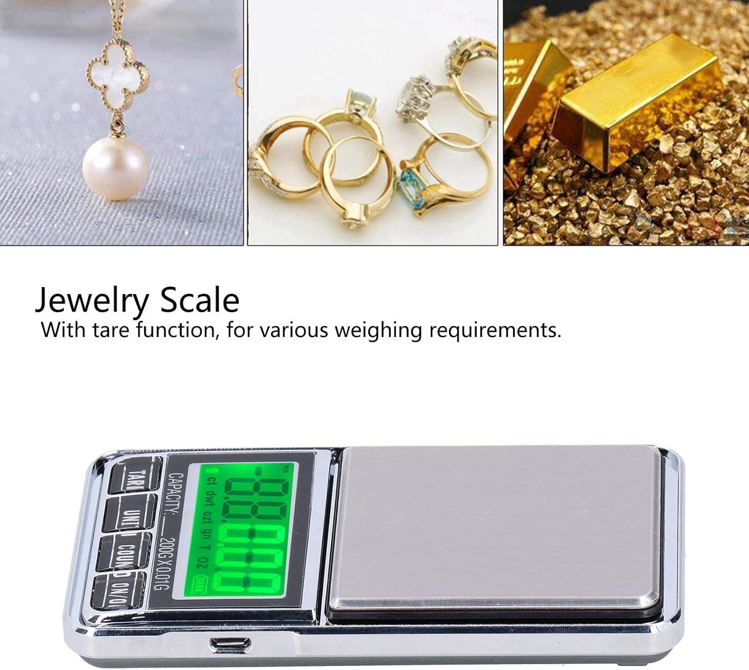 Restokki Electronic Jewelry Scale with Green Backlight LCD Display