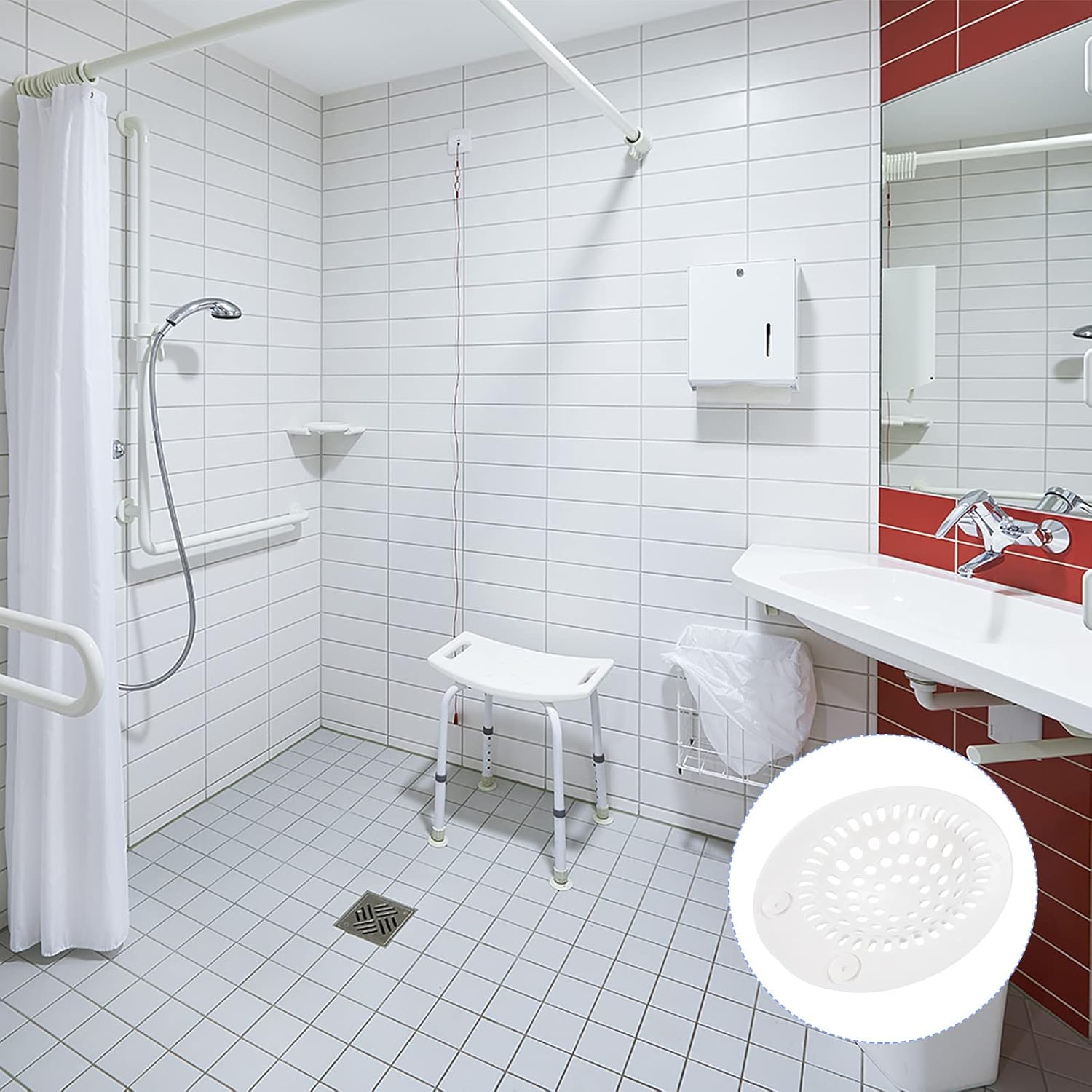 METALLIXITY Shower Drain Hair Catcher 24 x 063 White 1