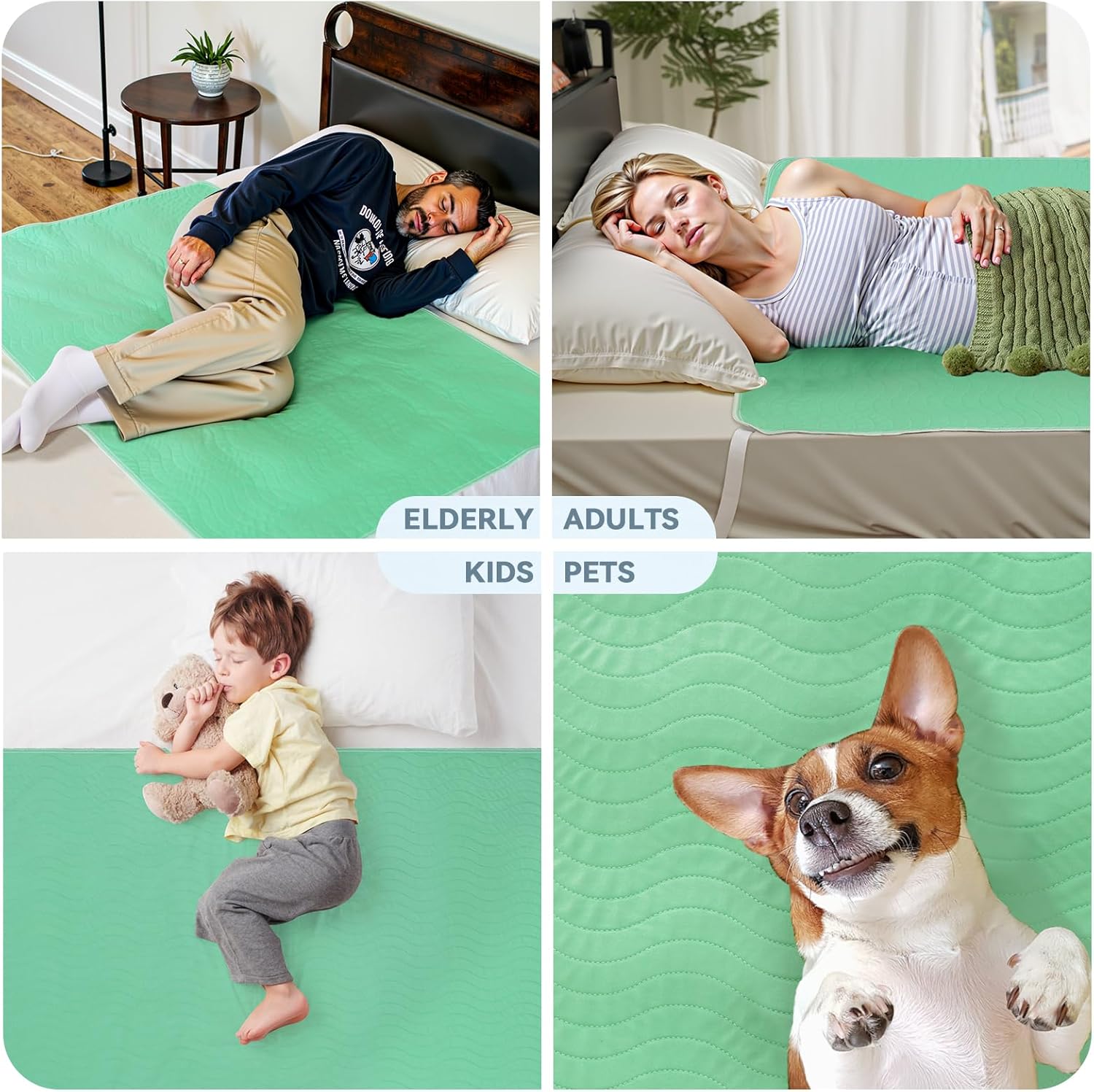 YEERSWAG Reusable Waterproof Bed Pads 2 Pack Green