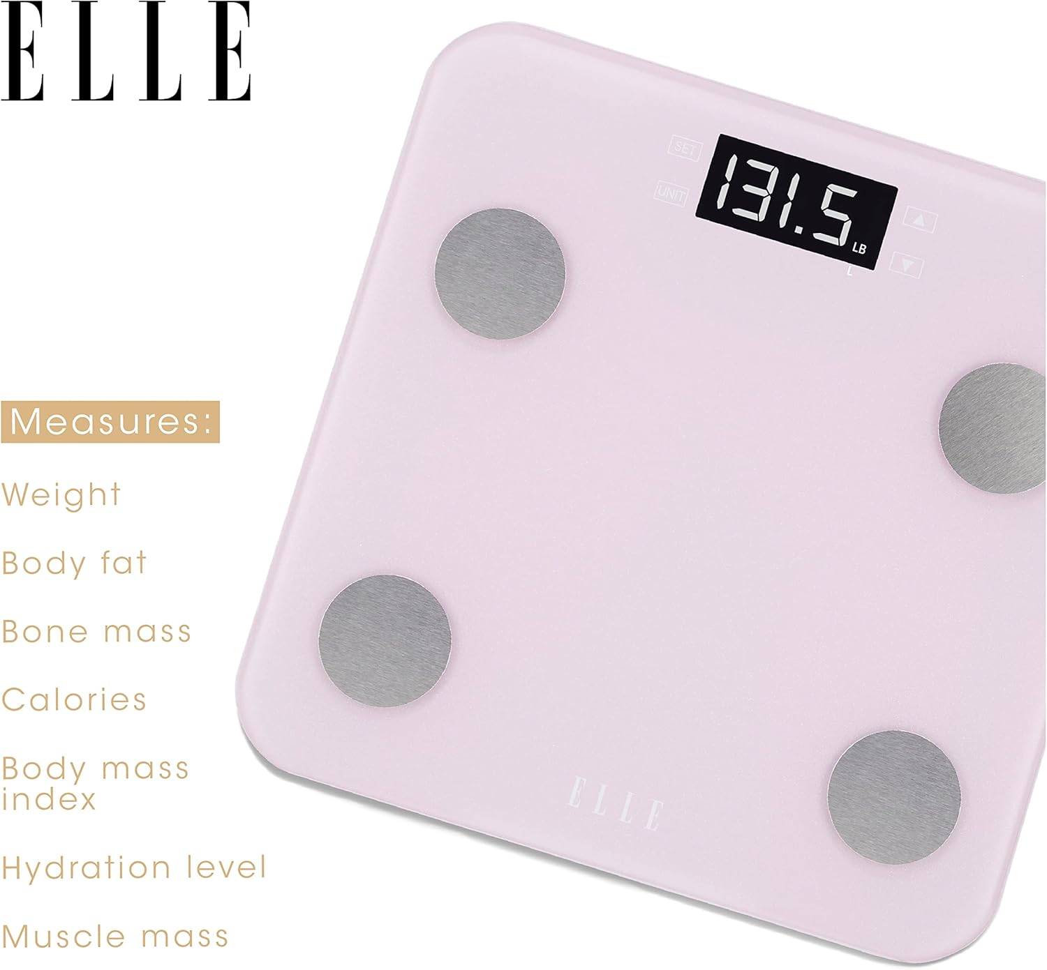 ELLE Digital Body Analysis Scale - 400 lbs Purple LCD