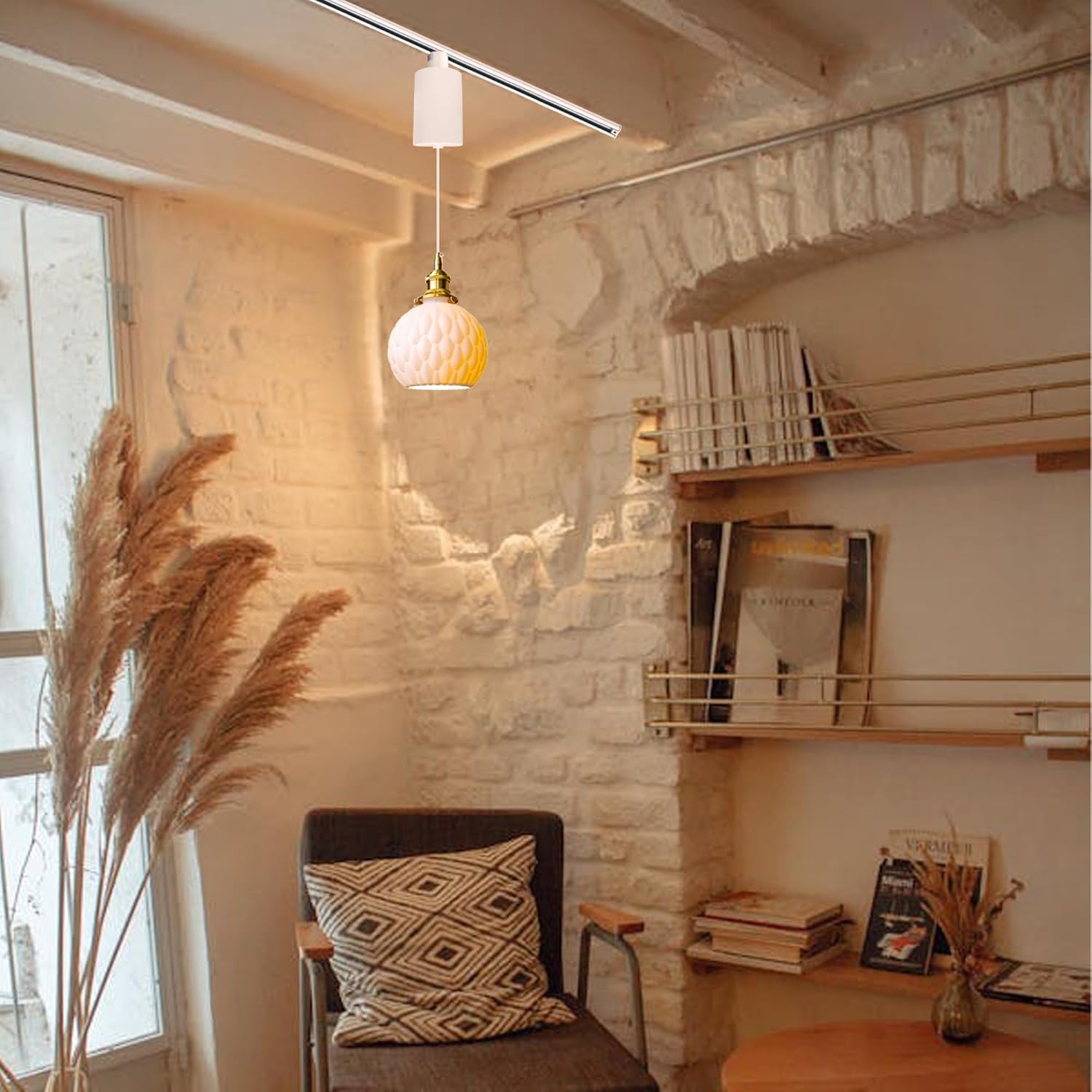 Adjustable H-Track Ceiling Light with Marble Shade