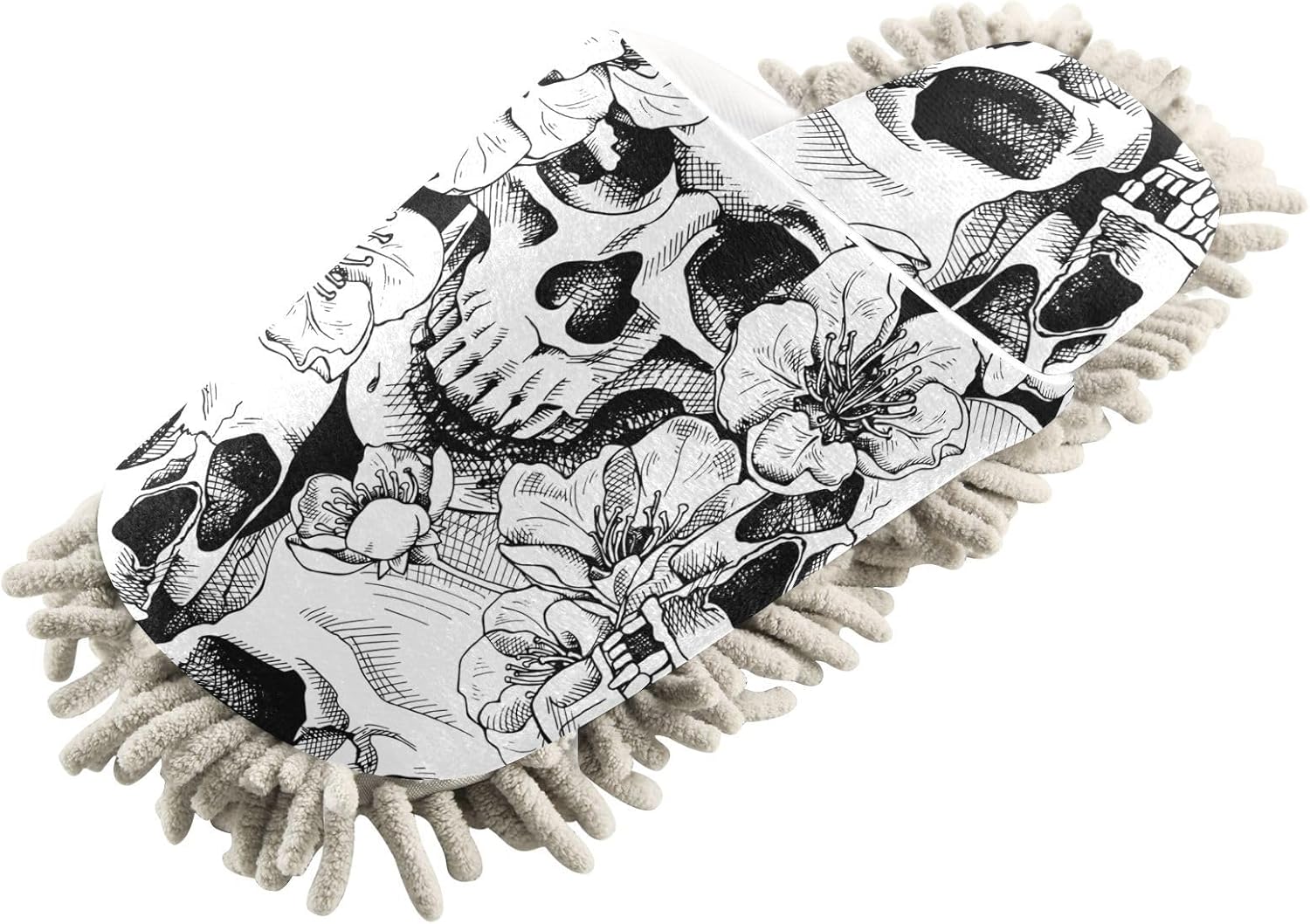 Sinestour White Skull Mop Slippers for Floor Cleaning