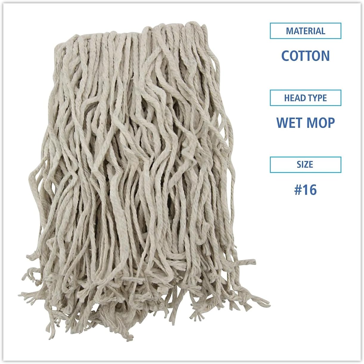 Boardwalk 4-Ply 16 Cotton Cut-End Mop Head - White 12Carton