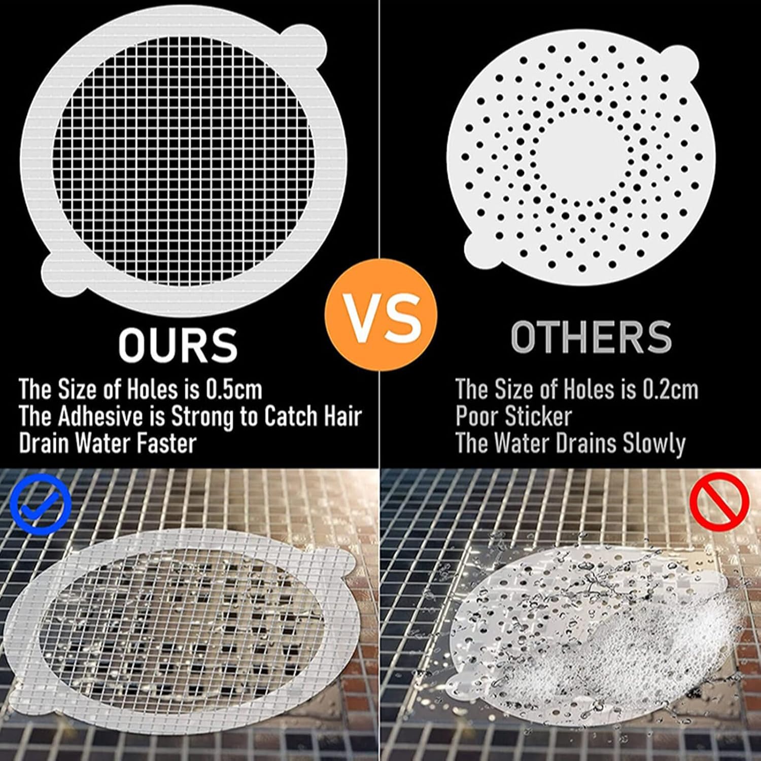 PERZOE Disposable Hair Catcher 1030 Pack for Drains Sinks Bathtubs