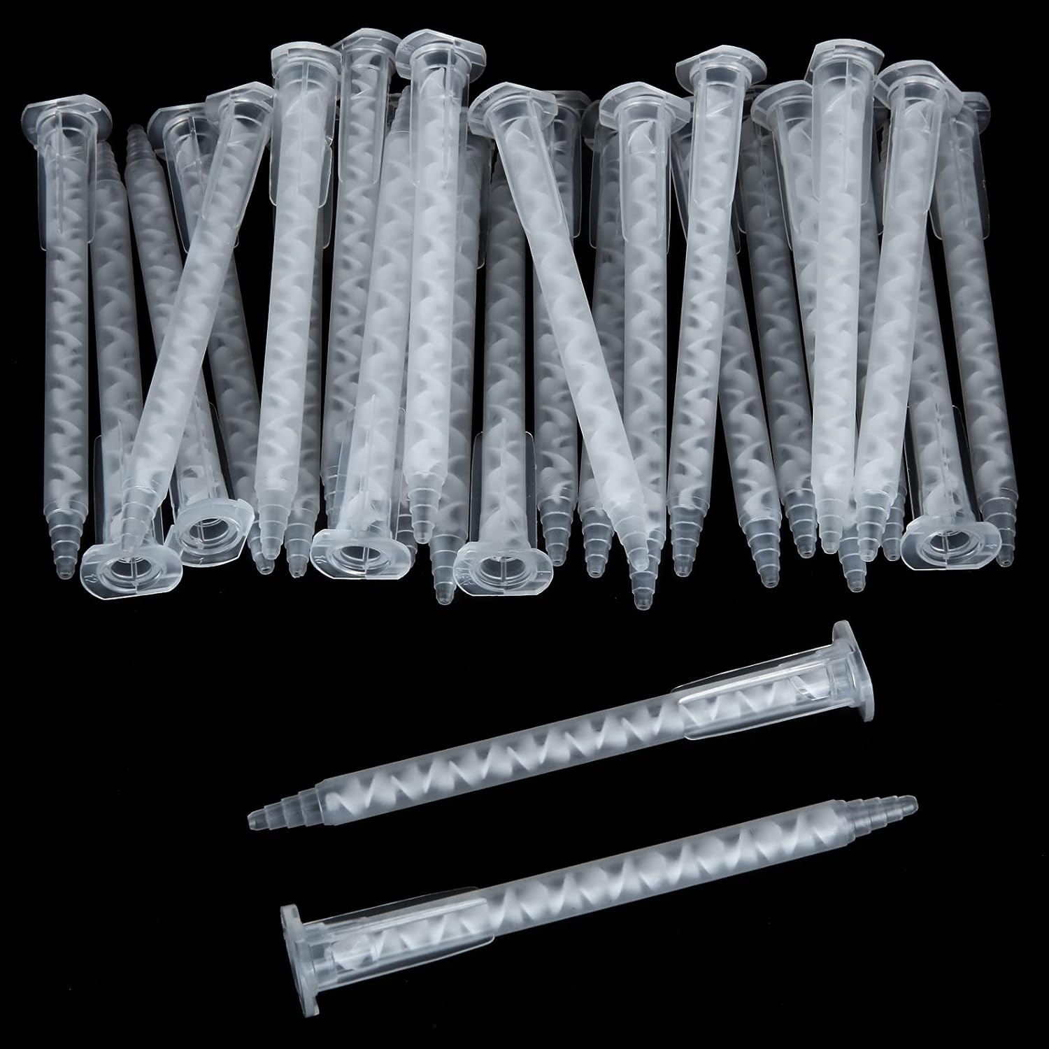 ZIQI 100 Pcs Epoxy Resin Mixing Nozzle Tips 11 Ratio 17 Cascades White