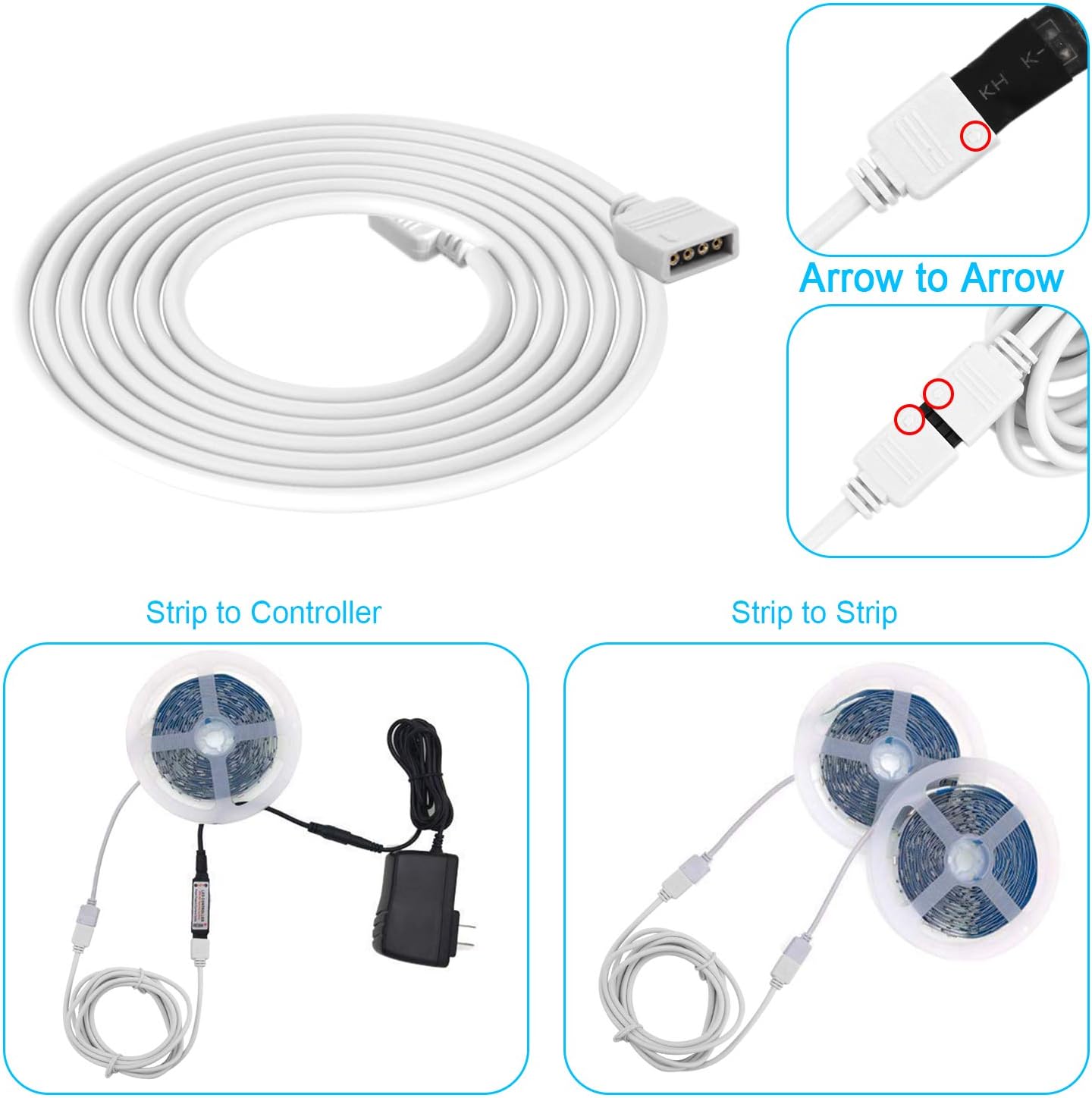 iCreating 5050 4Pin LED Strip Connector Kit 10mm