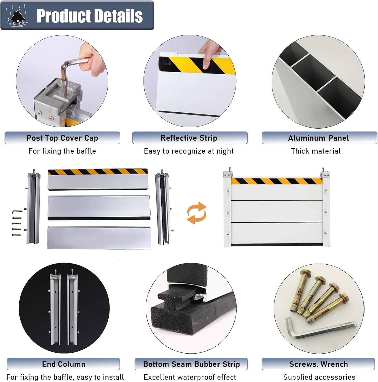 Flood Protection Barrier Panel 47inch Silver