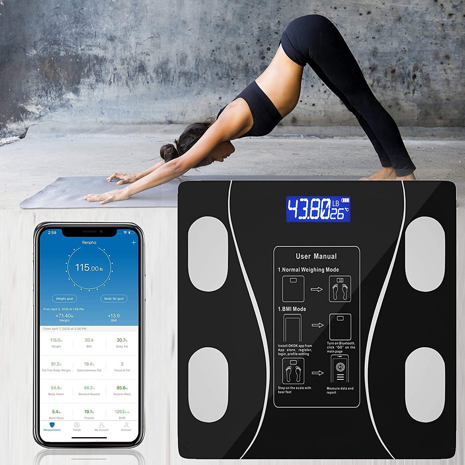 E-SHIDAI Smart Scale with Body Composition Analysis and Bluetooth Sync