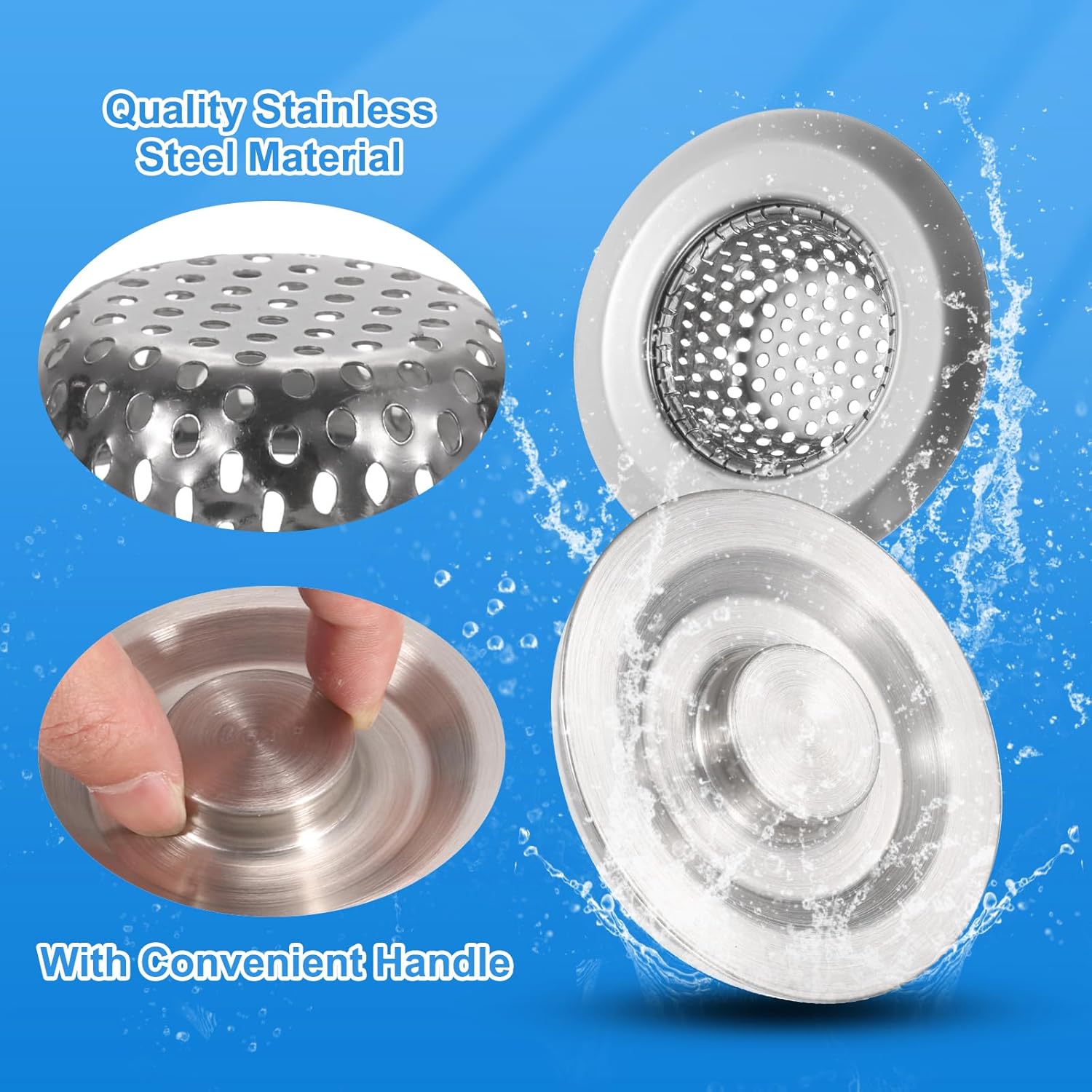 Uxcell 2 Pcs Kitchen Sink Strainer Stoppers Silver
